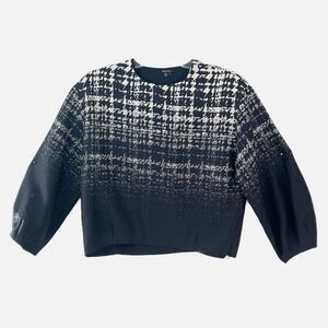 RAOUL  Bold Luxury Designer Black White Geometric Silk Wool Blend Blouse‎ Size 6